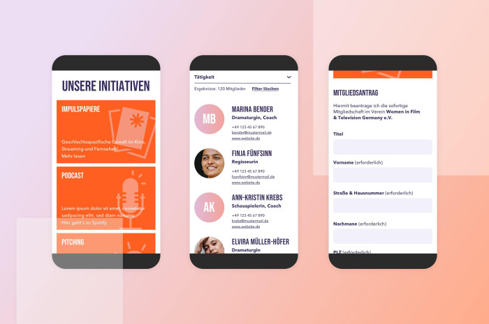 WIFT Women in Film and Television Responsive Website mobile Ansicht