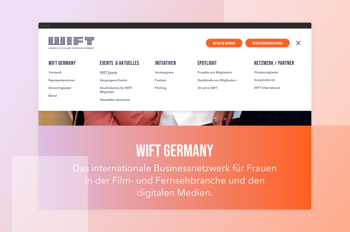 WIFT Women in Film and Television Responsive Website Navigation